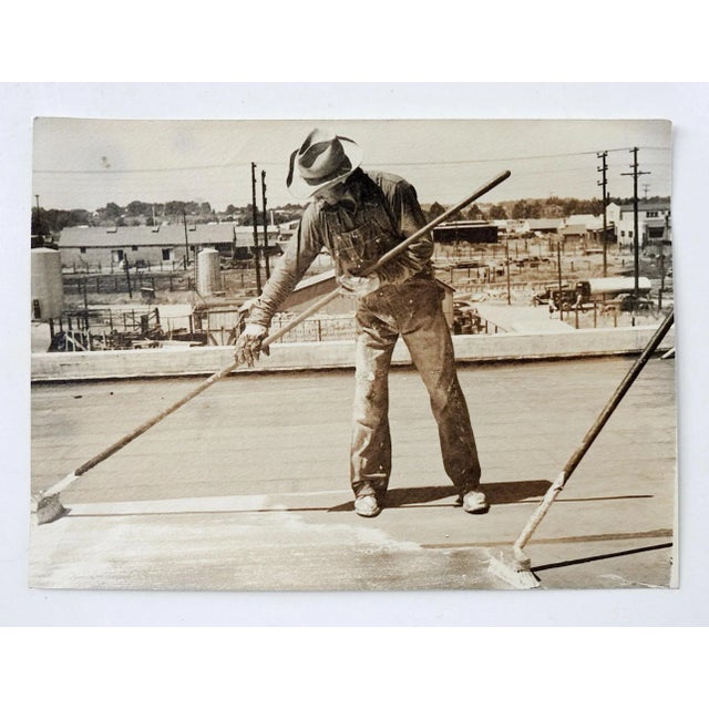 Rustic Vintage Photograph Working Man on Roof For Sale - Image 3 of 3