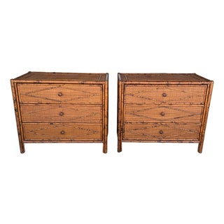 1990s Bloomingdales Rattan Chest of Drawers - A Pair For Sale