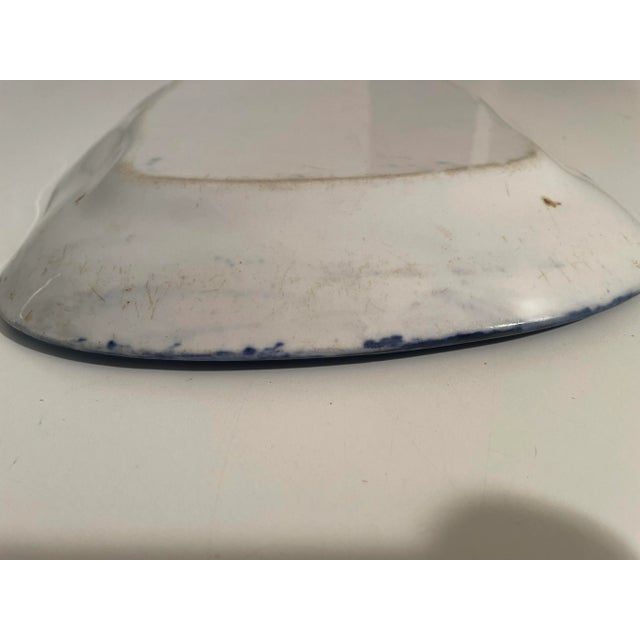 Blue Antique Spongeware Serving Platter - Blue and White Primitive Pottery For Sale - Image 8 of 8