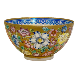 Fine Chinese Translucent Famille Rose 'Eggshell' Porcelain & Gilt Bowl (Millefleurs/Hundred Flowers)