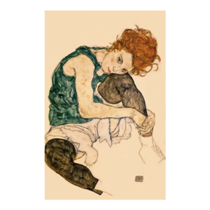 Schiele Lithograph 56 Seated Woman With Bent Knee