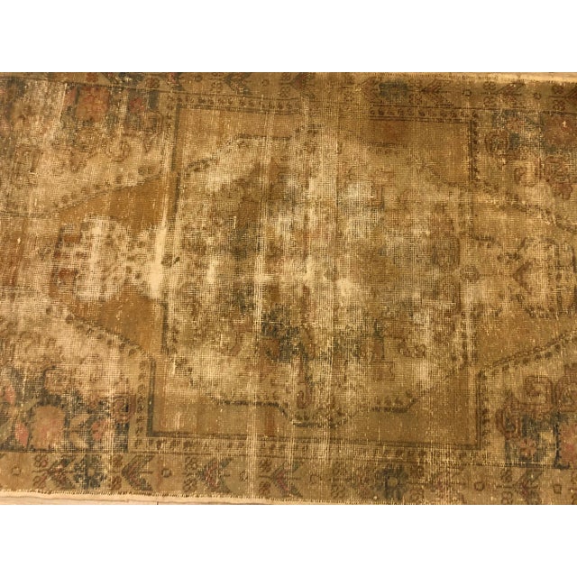 Textile 1960s Vintage Tan Nomadic Distressed Wool Floor Rug For Sale - Image 7 of 11
