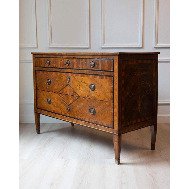 Wood Italian Louis XVI Walnut Marquetry Chest, Late 18th Century For Sale - Image 7 of 18