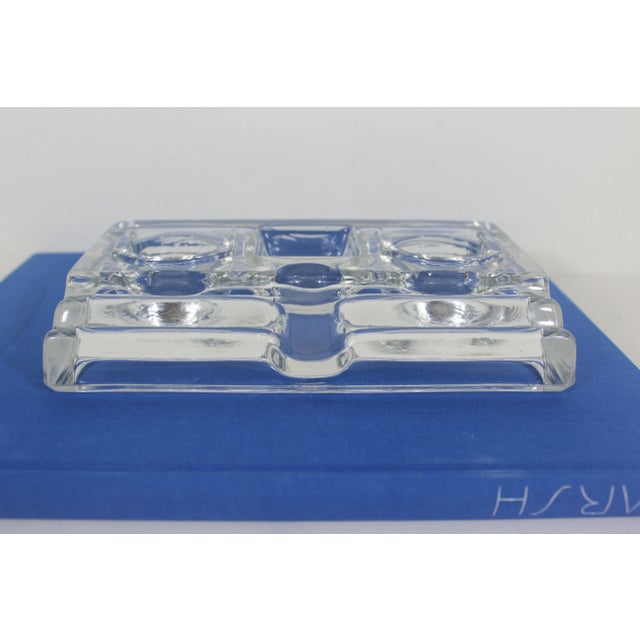 Mid-Century Modern Vintage Clear Glass Inkwell and Pen Holder Desk Organizer Ink Well For Sale - Image 3 of 8