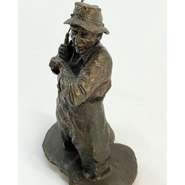 Metal Original Retired Cast Bronze Titled "Hooked" by Mark Hopkins Circa 1989 For Sale - Image 7 of 11