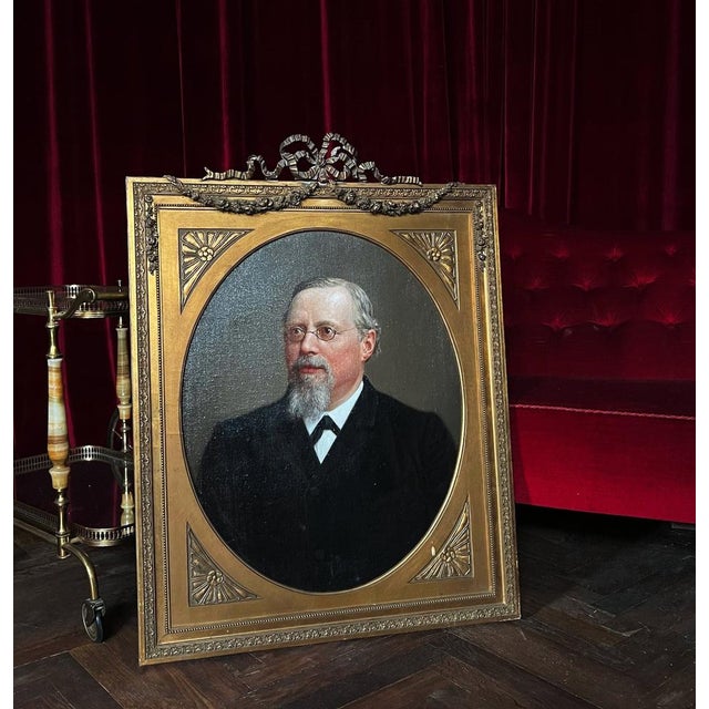 Superb quality original antique oil portrait painting of a man with glasses - Signed and dated (1908) - Artist - Ludwig...