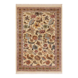 Shabby Chic 1990's Pak-Persian Ivory/Pink Wool Rug - 3'0'' X 5'0'' For Sale