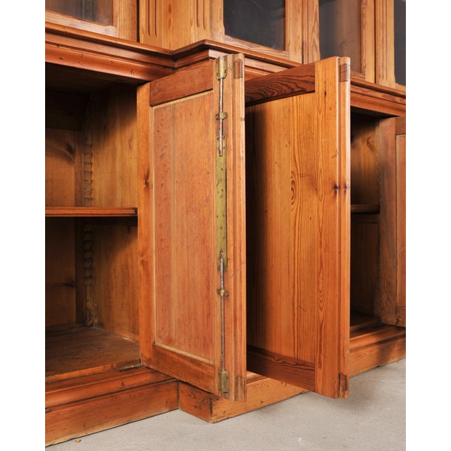 Wood French Provincial Pine Library Bibliotheque Bookcase 10 Ft For Sale - Image 7 of 18