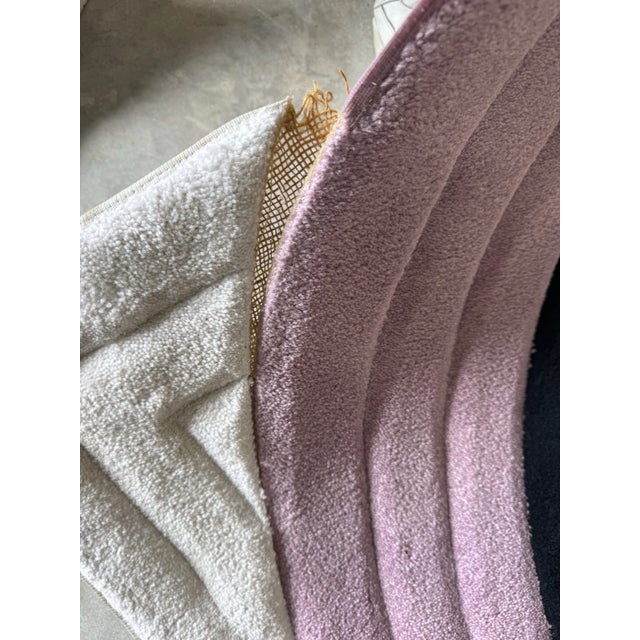 1980’s Postmodern Geometric Abstract Wool Rug — Sculptural “Swirl” Design in Lavender, Cream & Black For Sale - Image 9 of 12