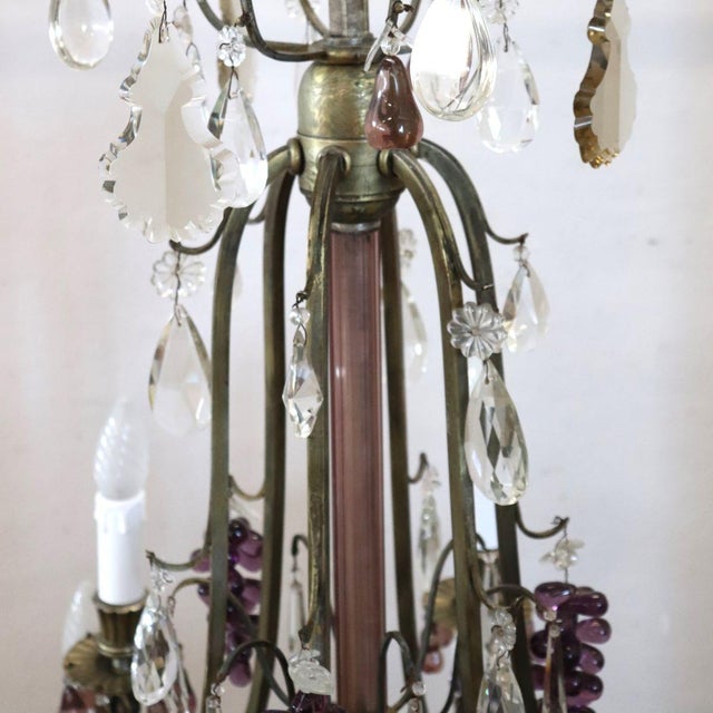20th Century Chandelier in Bronze and and Glass Fruit Pendants For Sale - Image 8 of 18