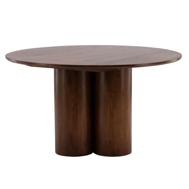 Modern Auburn Round Wood Dining Table For Sale - Image 3 of 5