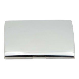 Rectangular and Curved Silver Cigarette Case For Sale