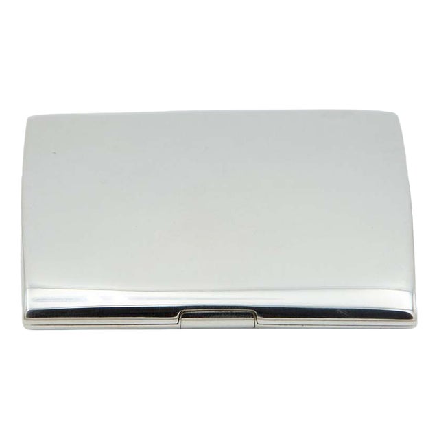 Rectangular and Curved Silver Cigarette Case For Sale