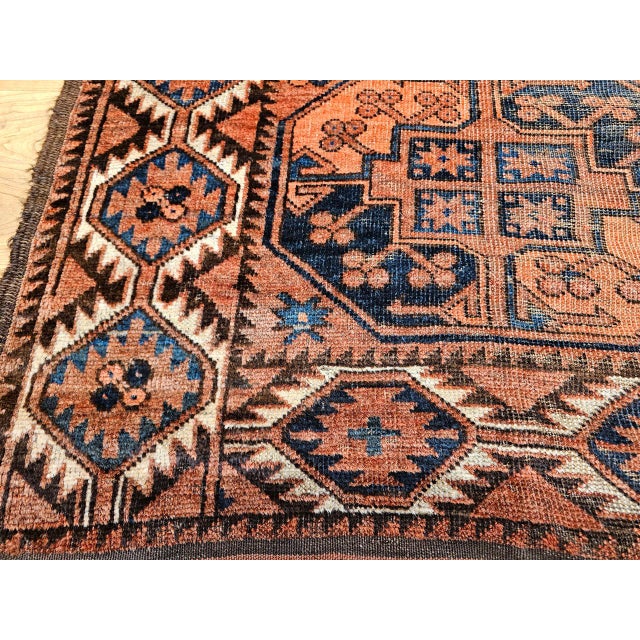 Vintage Turkmen Ersari in Allover Geometric Pattern in Red, Blue, Navy For Sale - Image 15 of 16