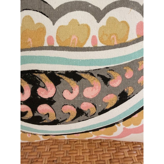 Decorative accent pillow by Design Source International featuring oversized paisley motif in blush, aqua, camel, charcoal,...