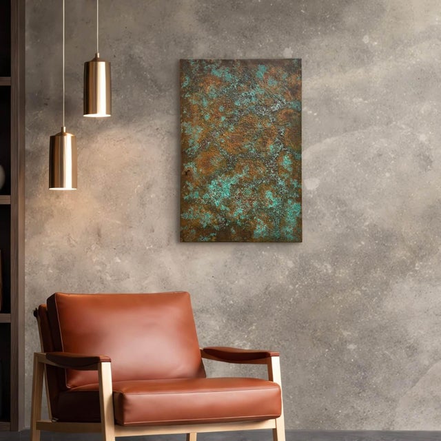 Contemporary Textured Copper Wall Art With Green & Brown Patina by Jeremy Maronpot For Sale - Image 3 of 13