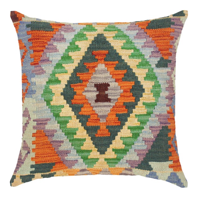 Geometric Turkish Maurine Hand Woven Kilim Throw Pillow For Sale