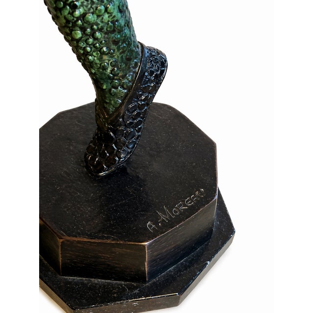 Art Deco Late 20th Century Art Deco Style Dancing Female Bronze Sculpture, After A. Moreau, 28In For Sale - Image 3 of 4