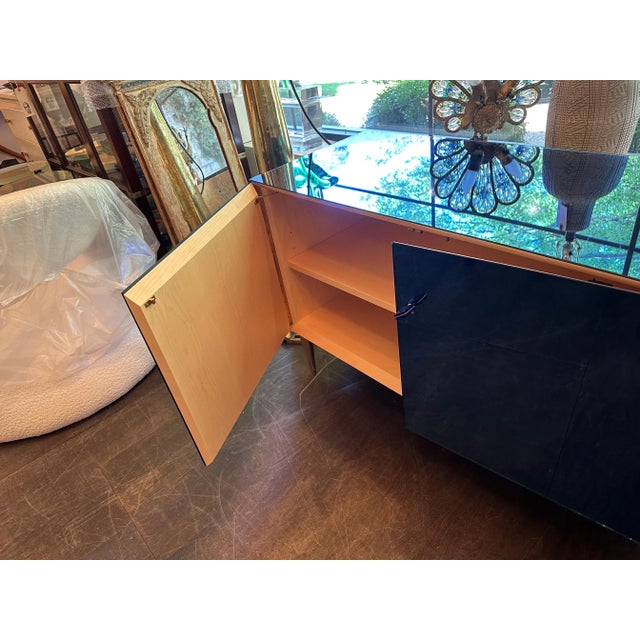 Blue EFFETTO VETRO Italian Blue Tinted Mirror Cabinet For Sale - Image 8 of 10