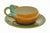 French Country 1950s French Majolica Orange Cup and Saucer: Sarreguemines Barbotine For Sale - Image 3 of 7