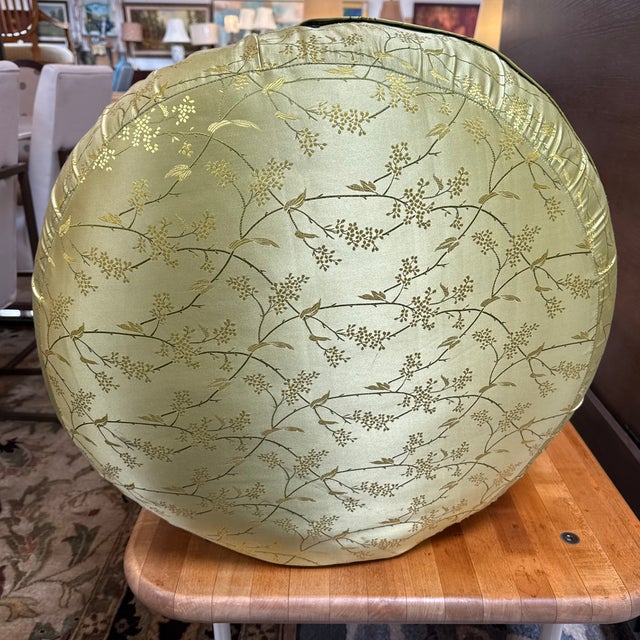 Chartreuse Silk Meditation Cushion For Sale - Image 9 of 11