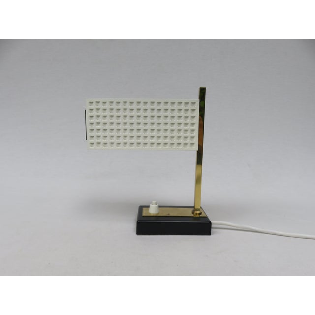 Small Mid-Century Brass, Black & White Bedside Table Lamps, 1950s, Set of 2 For Sale - Image 10 of 18