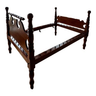 Antique 1860 Handcrafted Mahogany Rope Bed For Sale