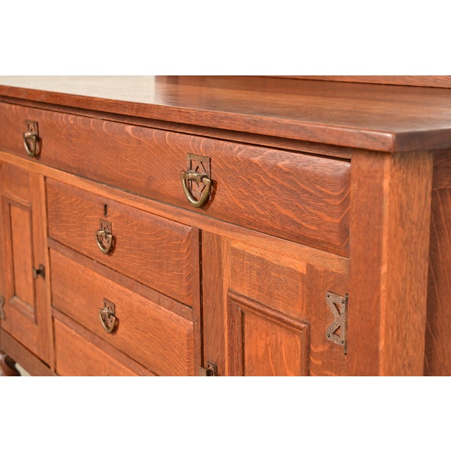 Stickley Brothers Antique Mission Oak Arts & Crafts Sideboard or Bar Cabinet, Circa 1910 For Sale - Image 11 of 16