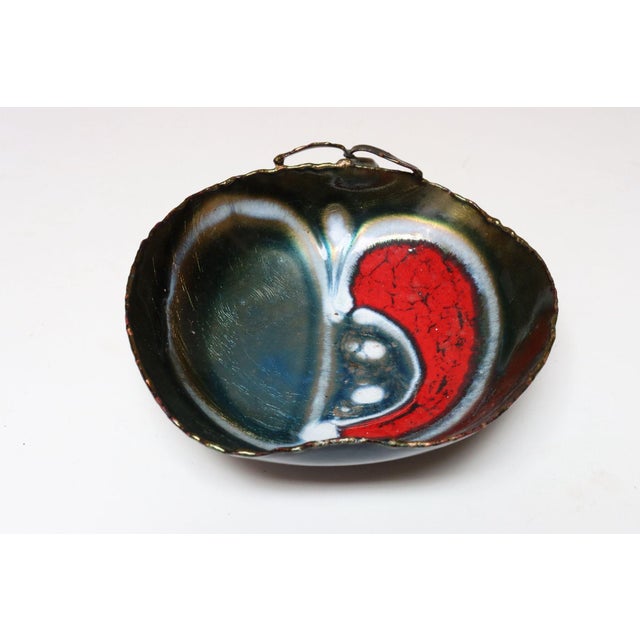 Italian modernist apple (mela) form enamel on copper dish handmade by studio Laurana, which was founded by Franco...