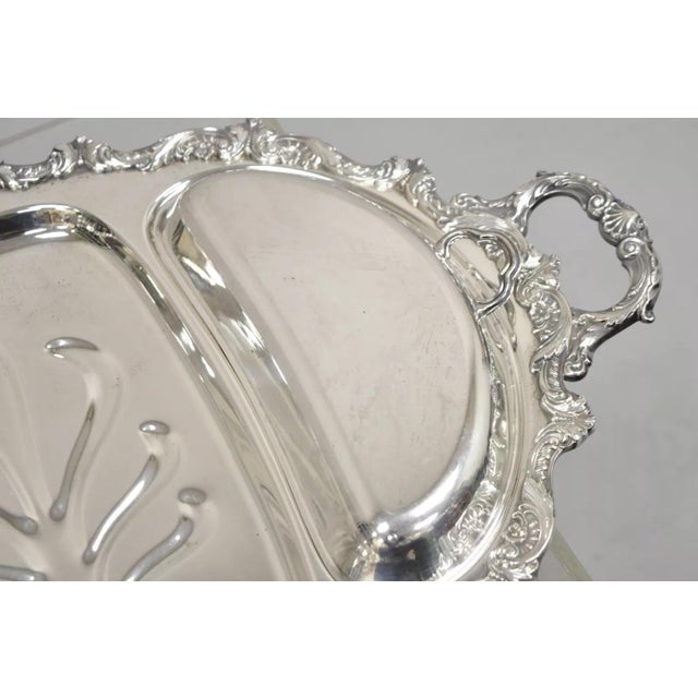 Metal Vintage Epca Old English Silver Plate by Poole 5036 Cutlery Serving Platter Tray For Sale - Image 7 of 12