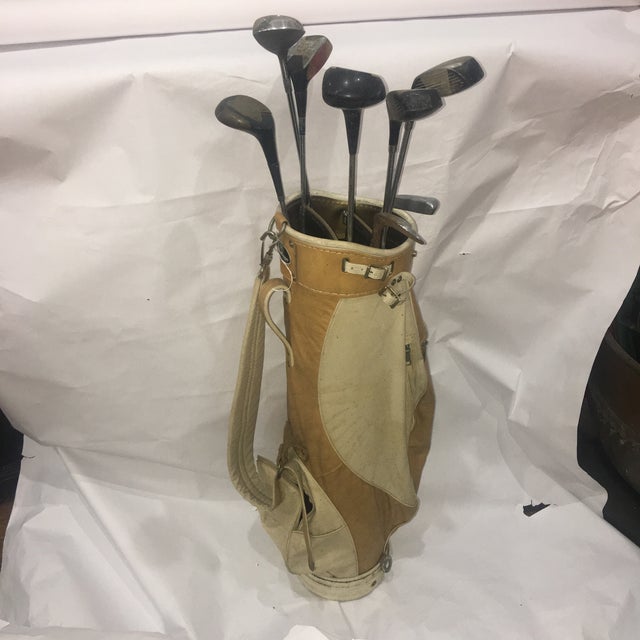 Vintage Leather & Vinyl MacGregor Golf Bag & Clubs Set of 9 Chairish