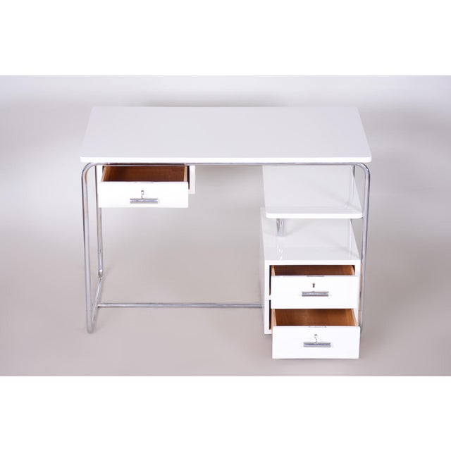 Bauhaus Writing Desk in Chrome, Steel and Wood, Germany, 1930s For Sale - Image 4 of 14