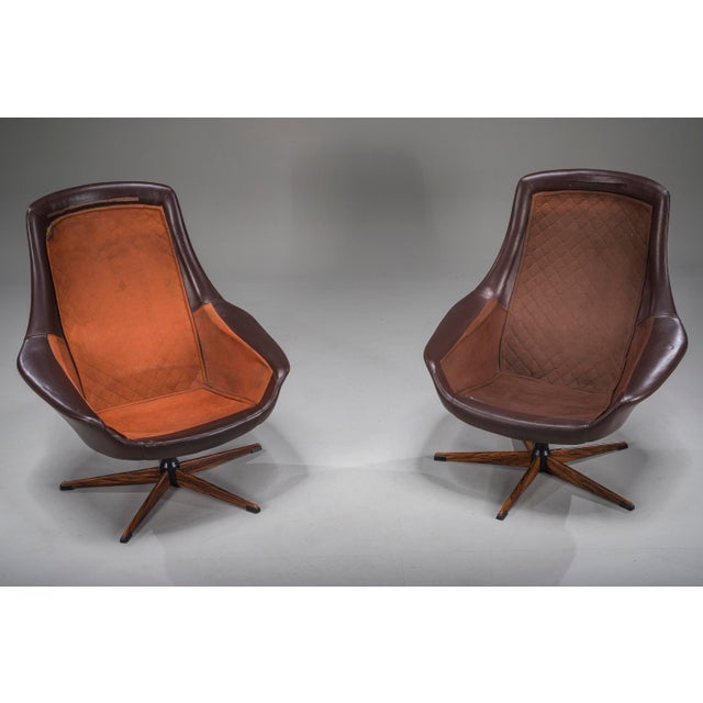 Danish Swivel Lounge Chairs in Leather by H.W. Klein for Bramin, Denmark, 1970s, Set of 2 For Sale - Image 14 of 18