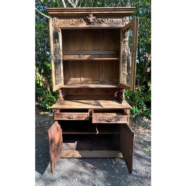French Carved Oak Hunting Cupboard, 1860 For Sale - Image 14 of 18
