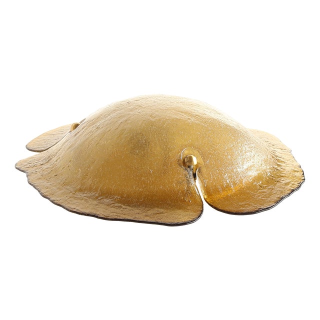 Organic Form Amber Glass Ceiling Light, 1970s For Sale