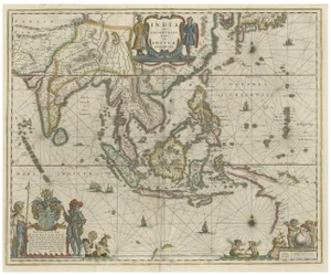 Map of Southeast Asia from India to Tibet and Japan to New Guinea by Blaeu