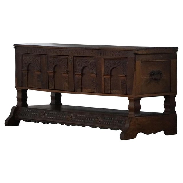 Danish Baroque Oak Sideboard with Carved Details, 1700s-1750s For Sale - Image 17 of 17