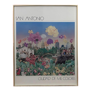 Vintage 1991 San Antonio: Ciudad De Mil Colores Fiesta Centennial Framed Poster by Christopher Moroney