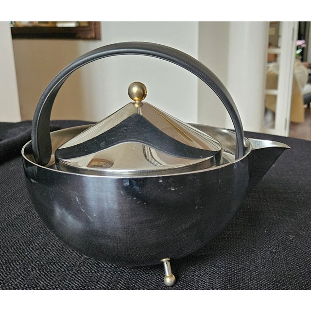 1980s Carsten Jorgensen for Bodum "The Tea Bowl" Stainless Steel Tea Pot For Sale - Image 4 of 8
