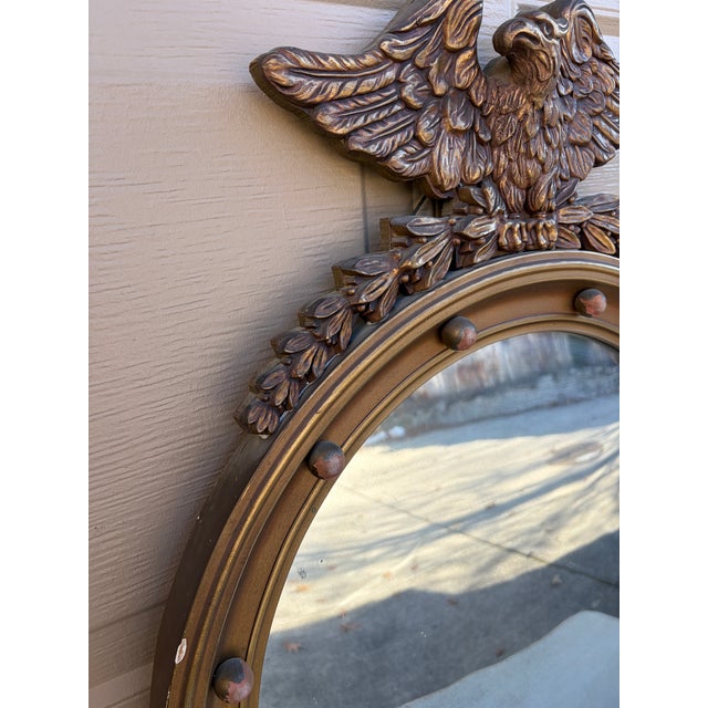 Gold American Federal Giltwood Eagle Bullseye Convex Mirror For Sale - Image 8 of 14