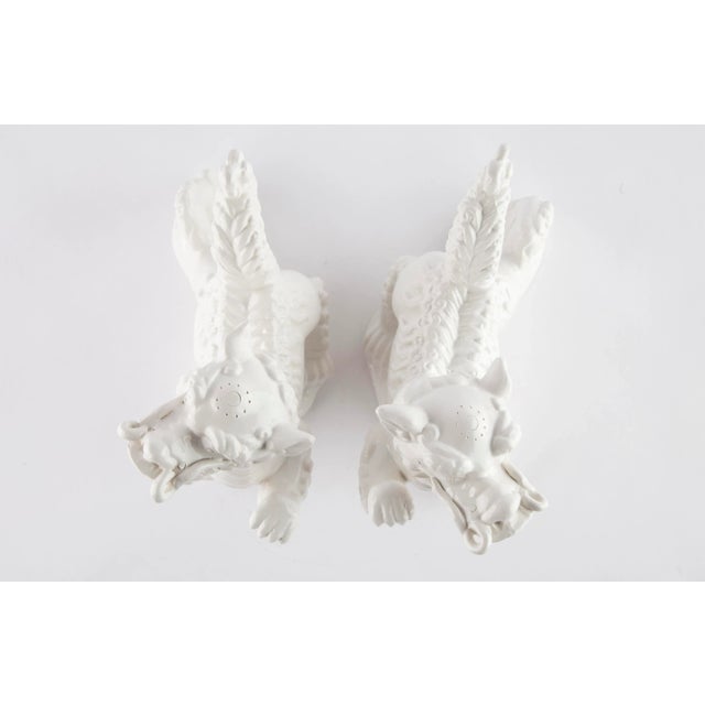White Ceramic Chinese Qilin, Pair For Sale - Image 9 of 10