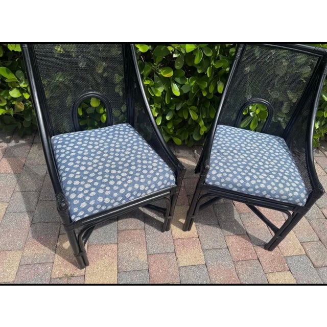 Barbara Barry for McGuire accent or dining chairs. Gracefully curved rattan mid-century modern design. Excellent joinery...