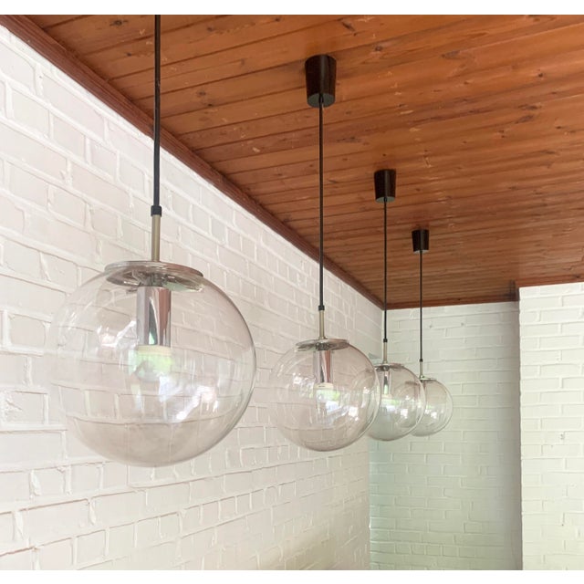 1970s Globe Handblown Bubble Ceiling Pendant Lamp from Glashütte Limburg, 1960s, Set of 2 For Sale - Image 5 of 12