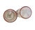 Pair of Hand Blown Rose Colored Cut Glass Hurricanes by A Sanoma with Thistle Design and Clear Square Base. These...