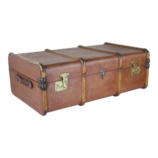 Vintage English Rexene Waterproof Canvas Travel Trunk For Sale