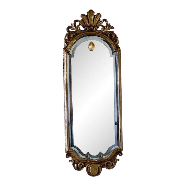 Antique Italian Gilt Wall Mirror in Scalloped Detail For Sale