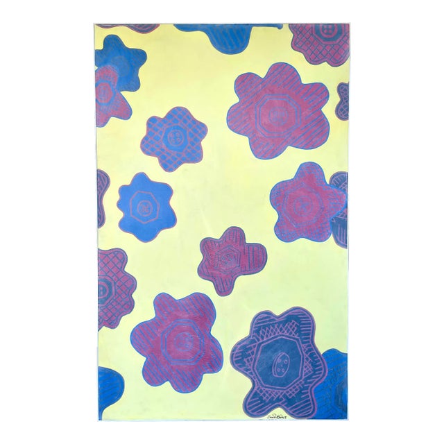 Late 20th Century Original XL Painting on Board Signed by Zandra Rhodes For Sale