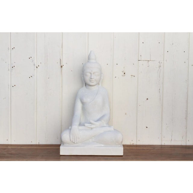 Handcarved Marble Burmese Meditating Buddha For Sale - Image 10 of 10