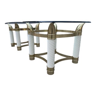 Porcelain & Brass Faux Tusk End Tables Italy - A Pair For Sale