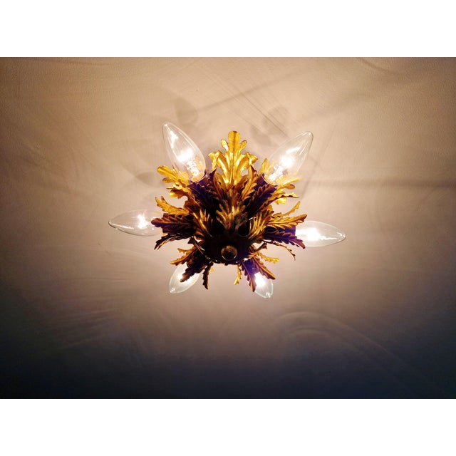 Italian Ceiling Light in Gilded Metal from Banci Firenze, 1970 For Sale - Image 4 of 11